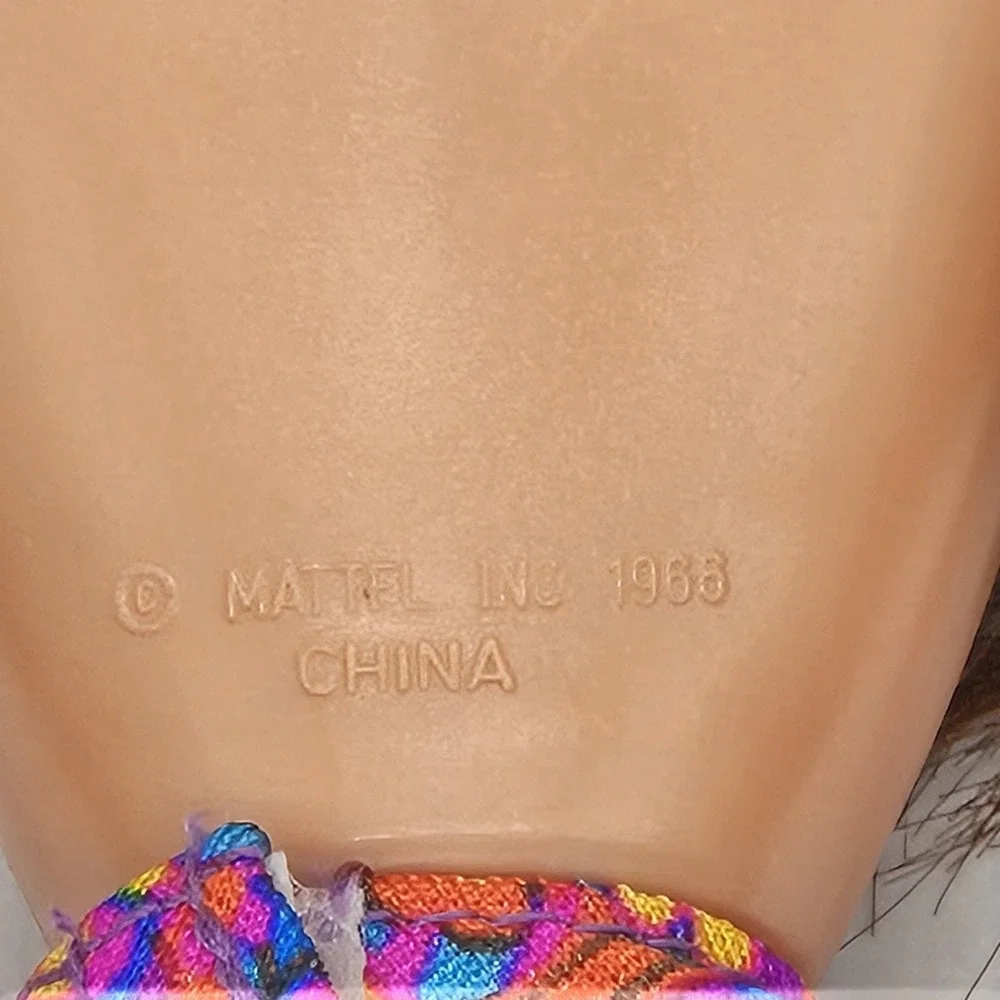 Vintage Barbie Doll Brunette Hair 1990 Mattel Body 1966 China Swimsuit